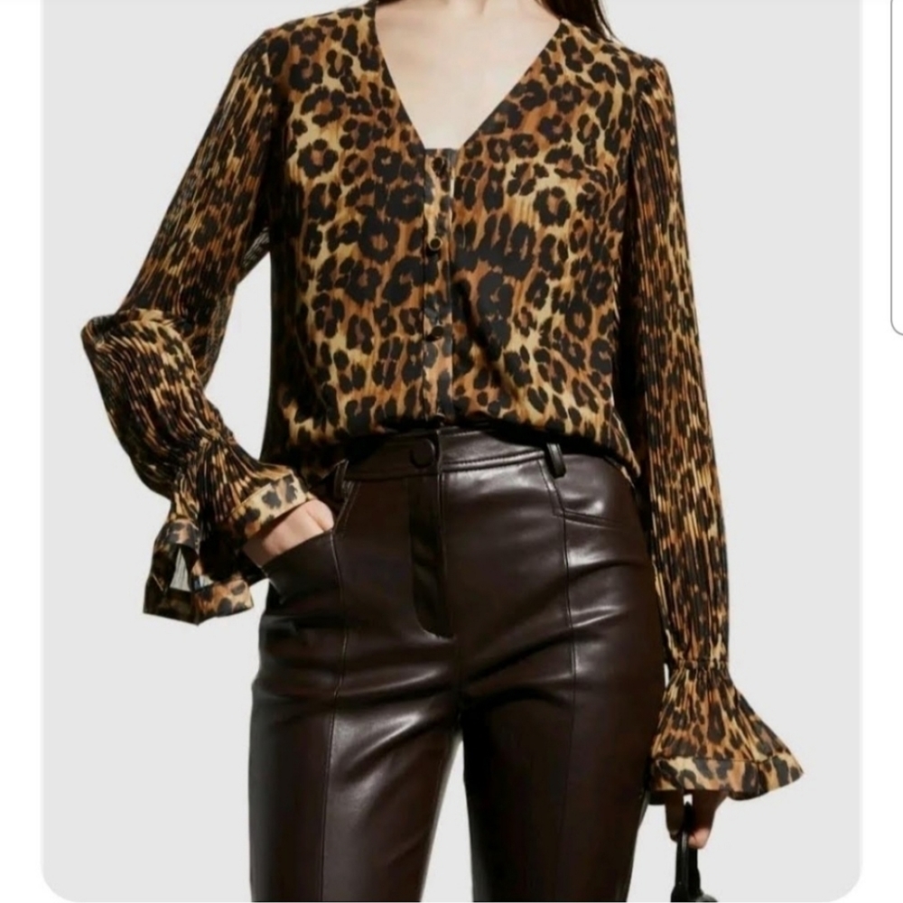Milly Greer Leopard Print Blouse Top NWT - Picture 2 of 15